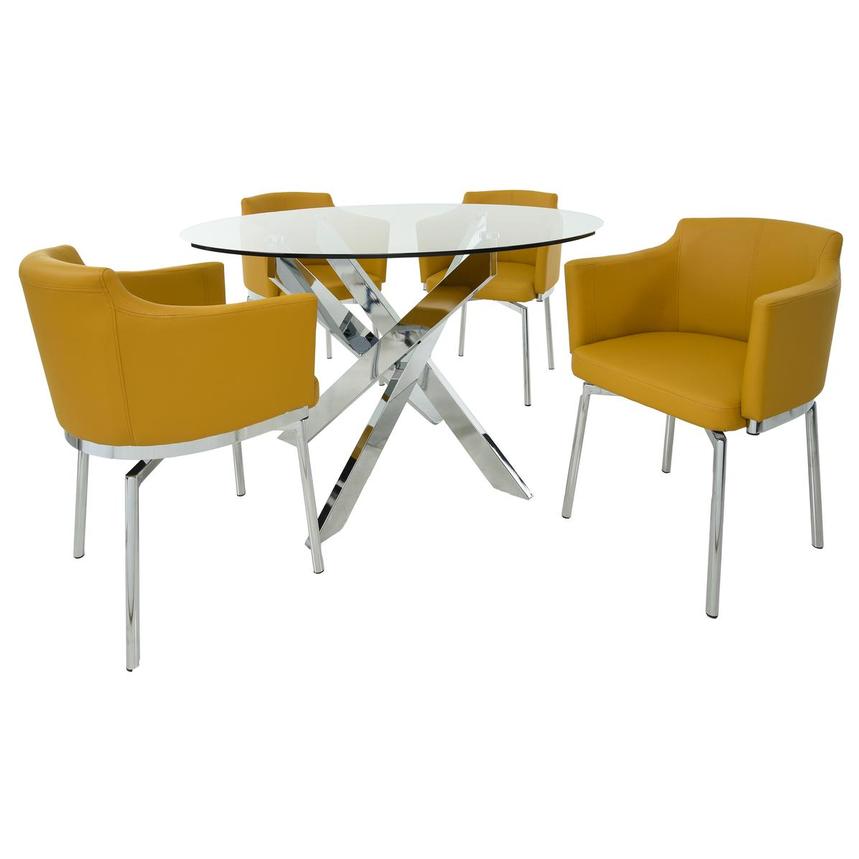 Dusty Yellow Polished 5-Piece Dining Set  main image, 1 of 8 images.