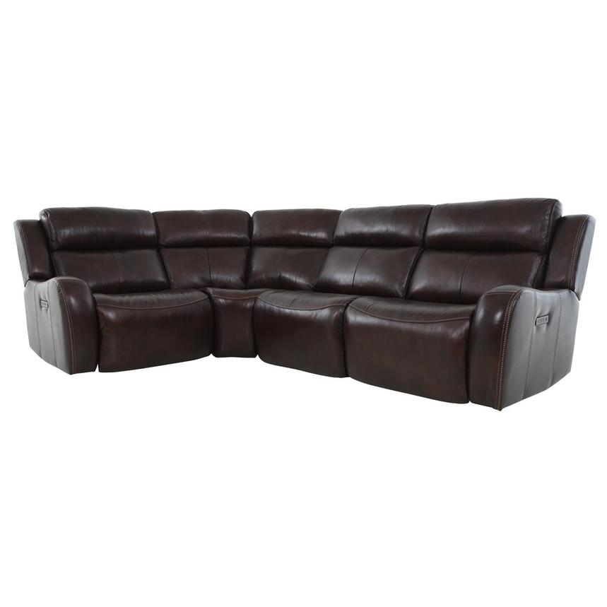 Jake Brown Leather Power Reclining Sectional with 4PCS/2PWR  main image, 1 of 9 images.