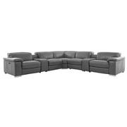 Charlie Gray Leather Power Reclining Sectional with 7PCS/3PWR  main image, 1 of 14 images.