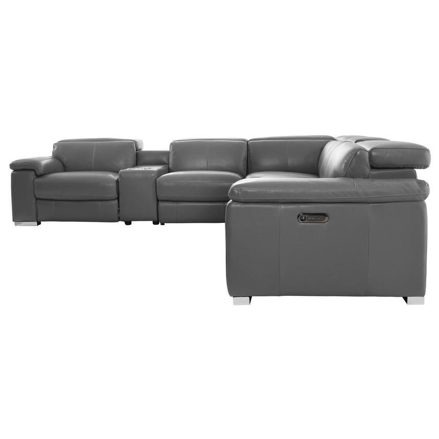 Charlie Gray Leather Power Reclining Sectional with 7PCS/3PWR  alternate image, 4 of 14 images.