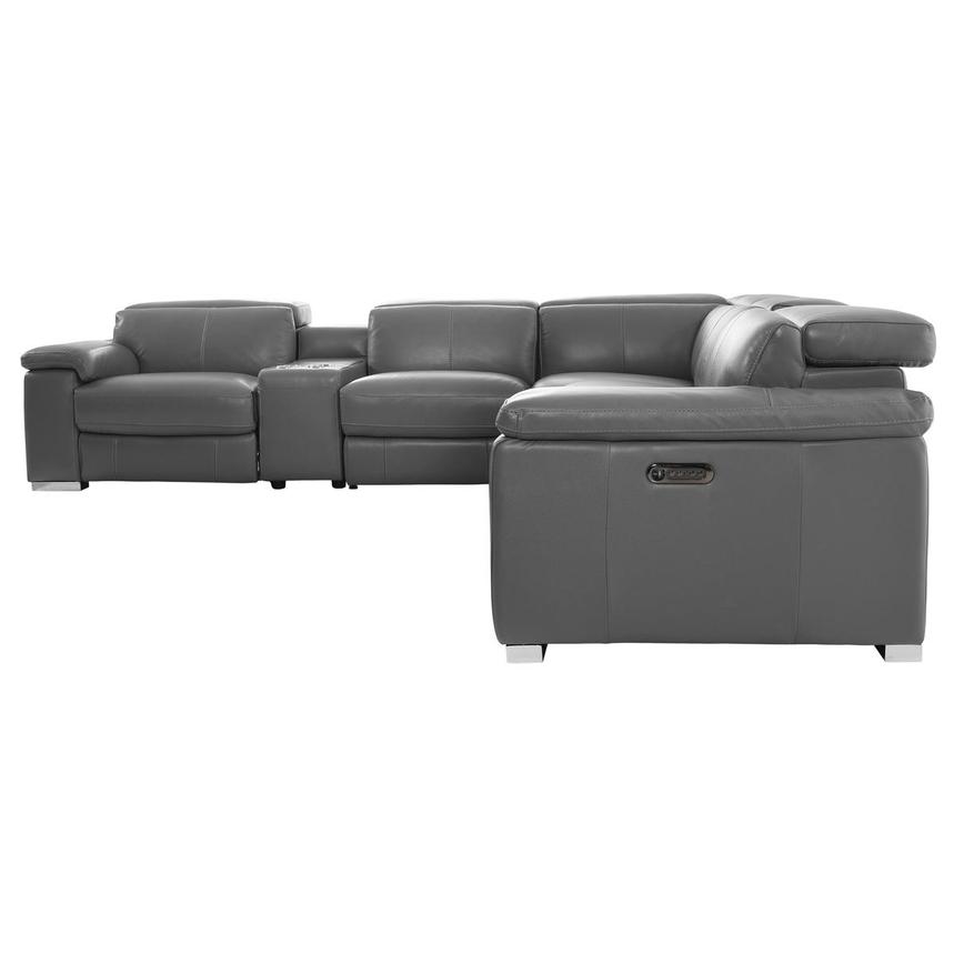 Charlie Gray Leather Power Reclining Sectional with 7PCS/3PWR alternate image, 4 of 14 images.