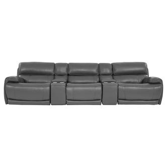 Cody Gray Home Theater Leather Seating with 5PCS/3PWR