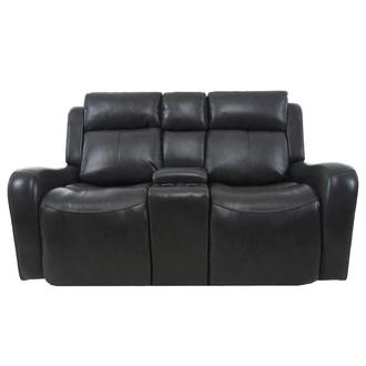 Jake Gray Leather Power Reclining Sofa w/Console