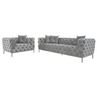 Crandon Light Gray 2-Piece Living Set (Sofa & Chair)