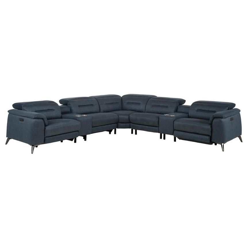 Claribel II Blue Power Reclining Sectional with 7PCS/3PWR  main image, 1 of 11 images.