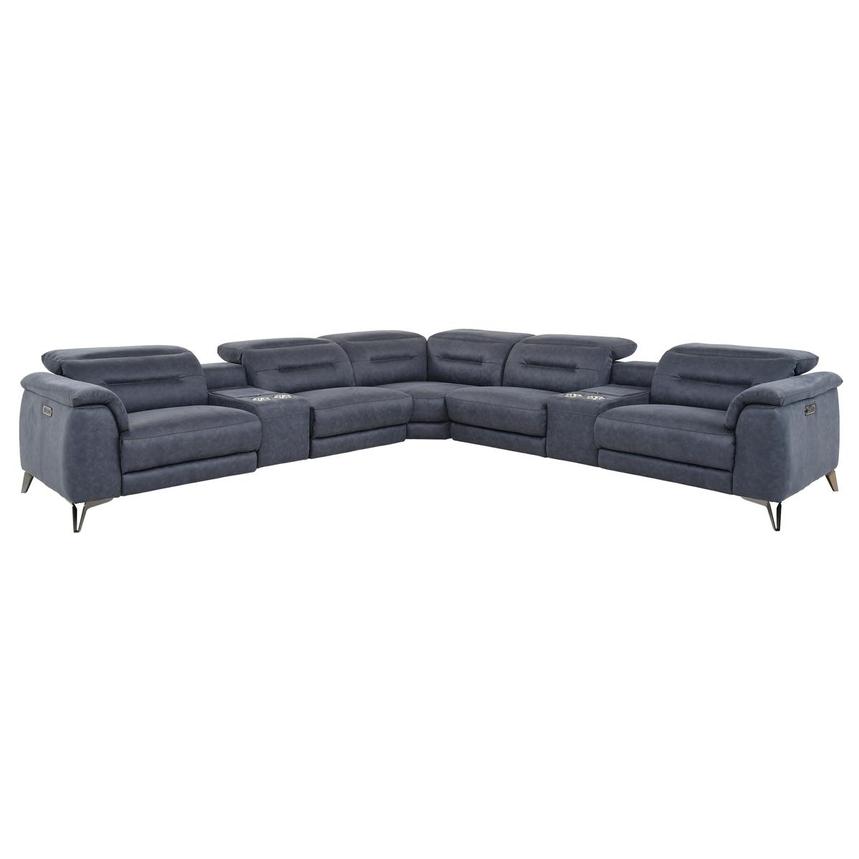 Claribel II Blue Power Reclining Sectional with 7PCS/3PWR  main image, 1 of 9 images.