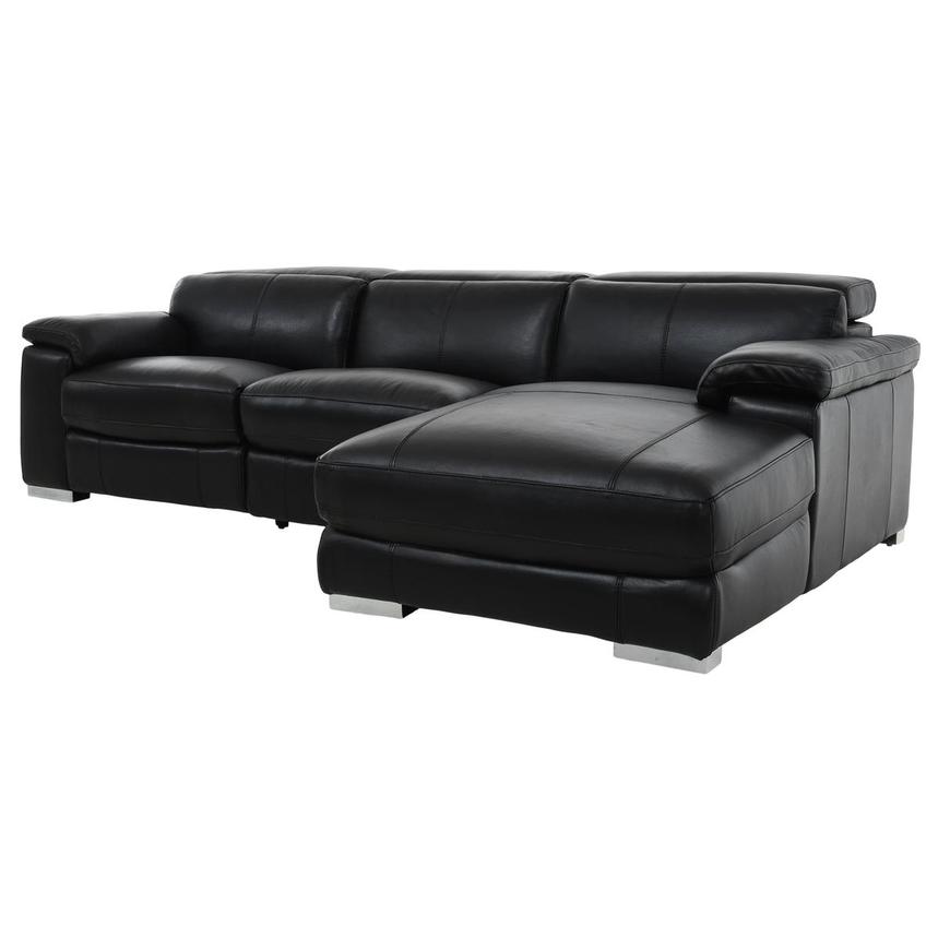 Charlie Black Corner Sofa w/Right Chaise  alternate image, 3 of 13 images.