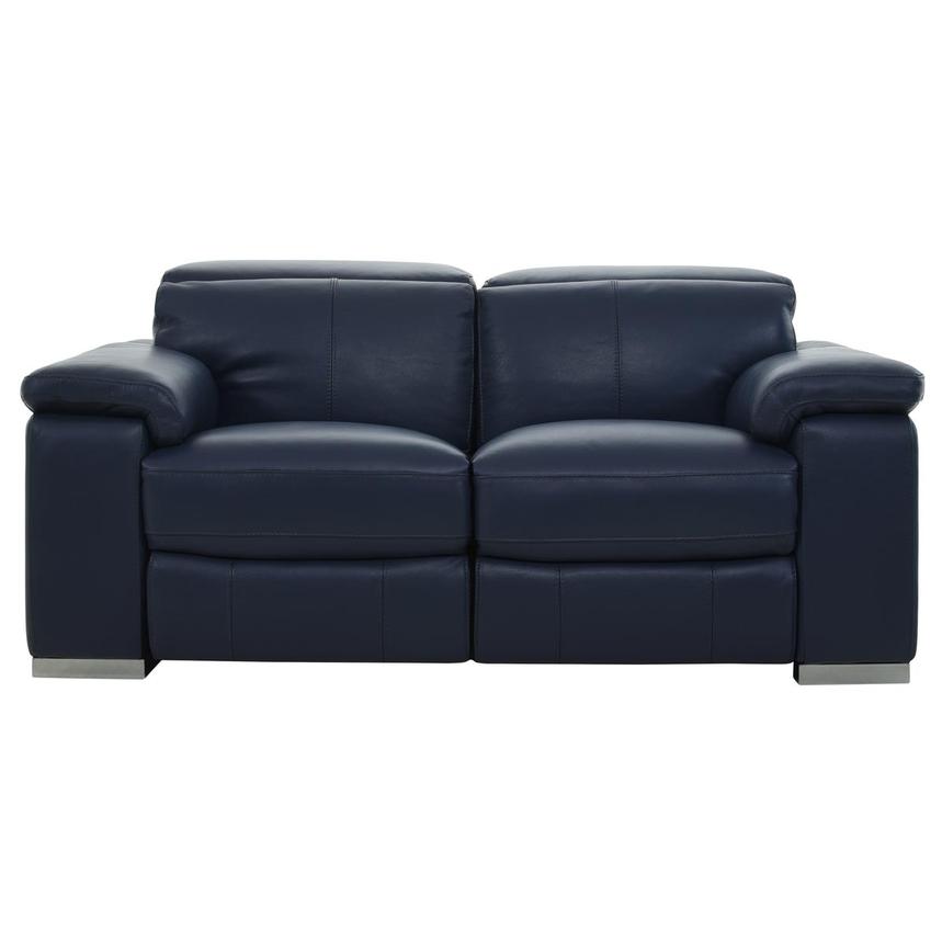 Charlie Blue Leather Power Reclining Loveseat main image, 1 of 11 images.