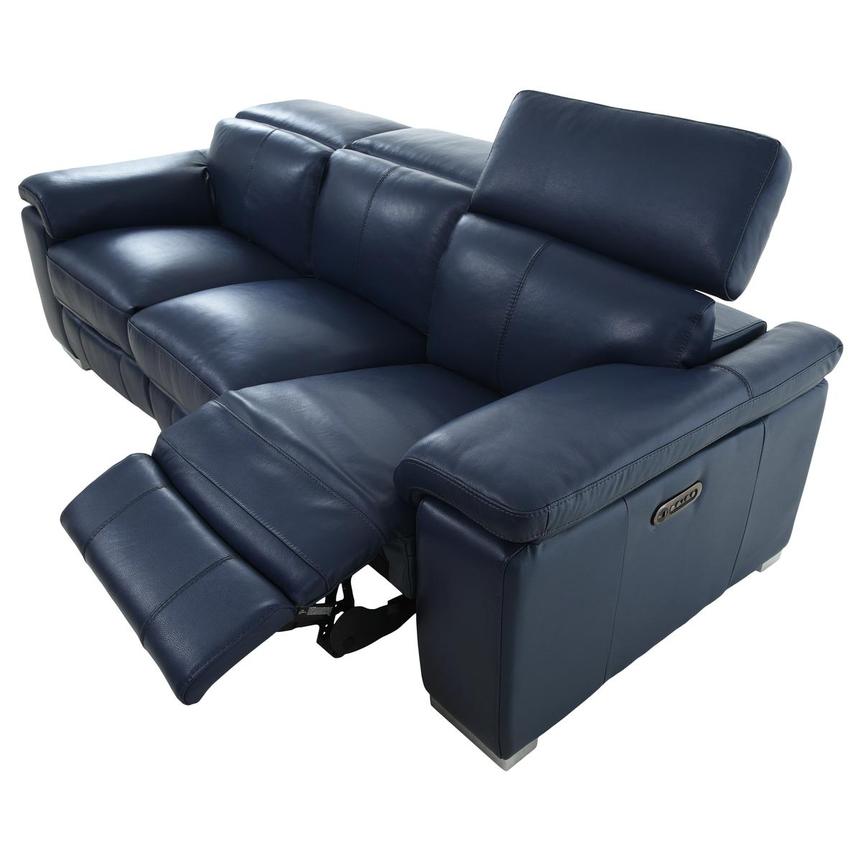Charlie Blue Leather Power Reclining, Blue Leather Sofa Recliner