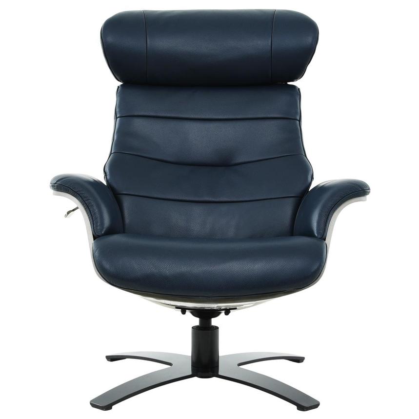 Enzo Dark Blue Leather Accent Chair  alternate image, 5 of 10 images.