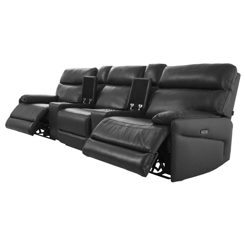 Benz Dark Gray Home Theater Leather Seating with 5PCS/2PWR  alternate image, 2 of 11 images.