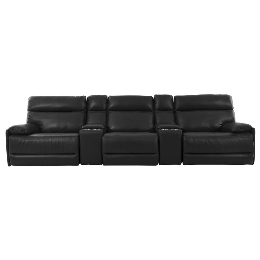 Benz Dark Gray Home Theater Leather Seating with 5PCS/3PWR  main image, 1 of 11 images.
