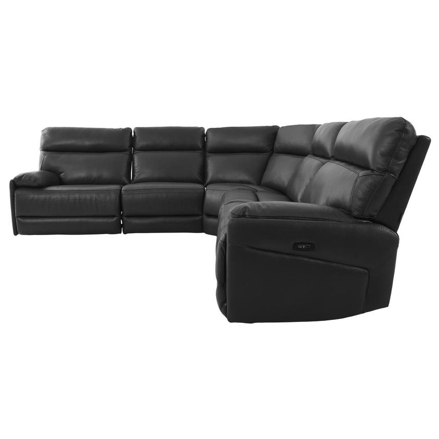 Benz Dark Gray Leather Power Reclining Sectional with 5PCS/2PWR  alternate image, 3 of 9 images.