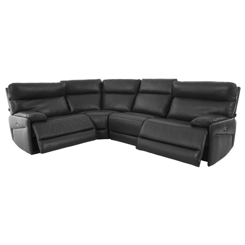 Benz Dark Gray Leather Power Reclining Sectional with 4PCS/2PWR  alternate image, 2 of 9 images.