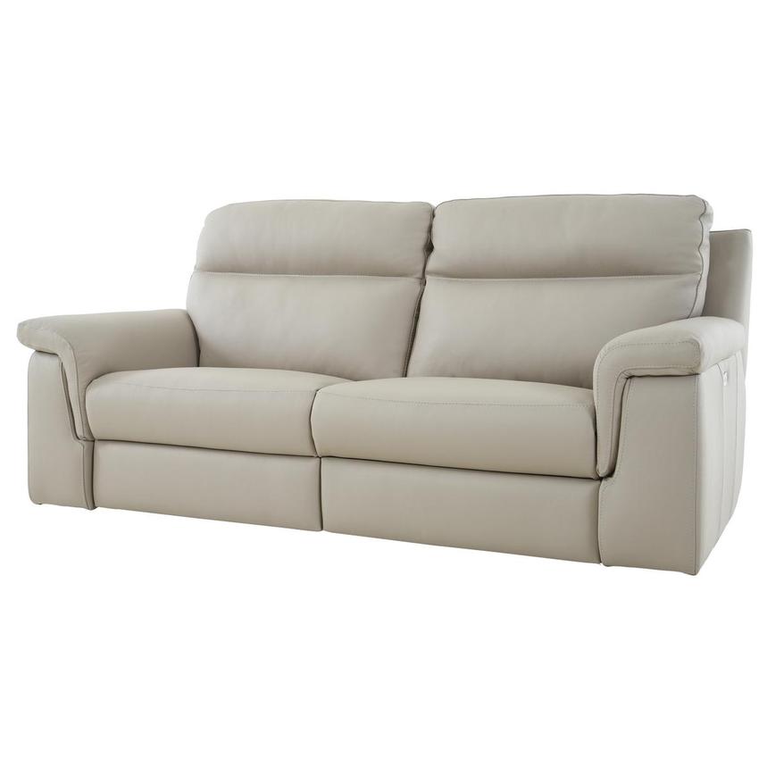 Alan Cream Leather Power Reclining Sofa  alternate image, 2 of 11 images.