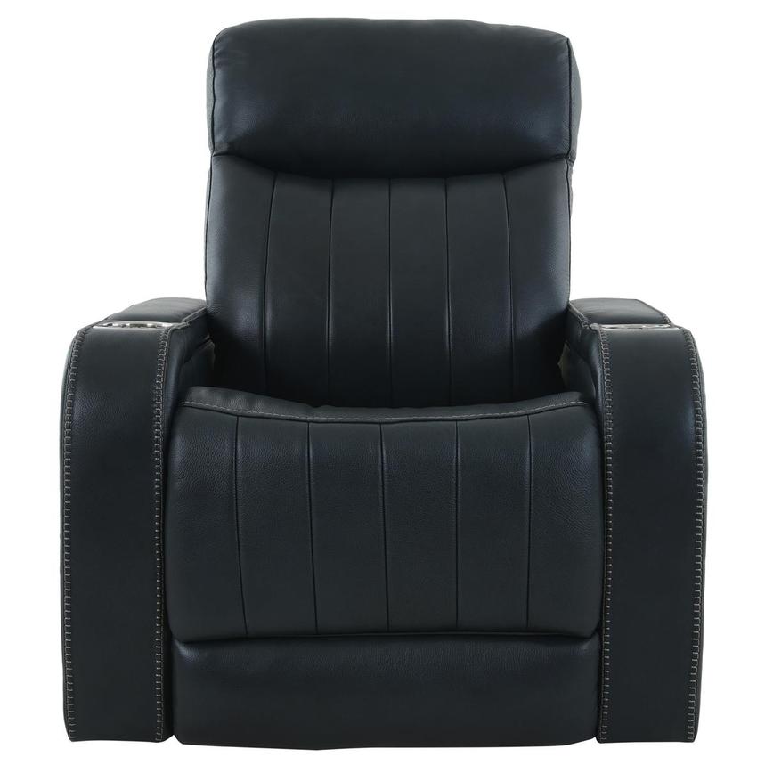 Santiago Blue Leather Power Recliner  alternate image, 3 of 12 images.