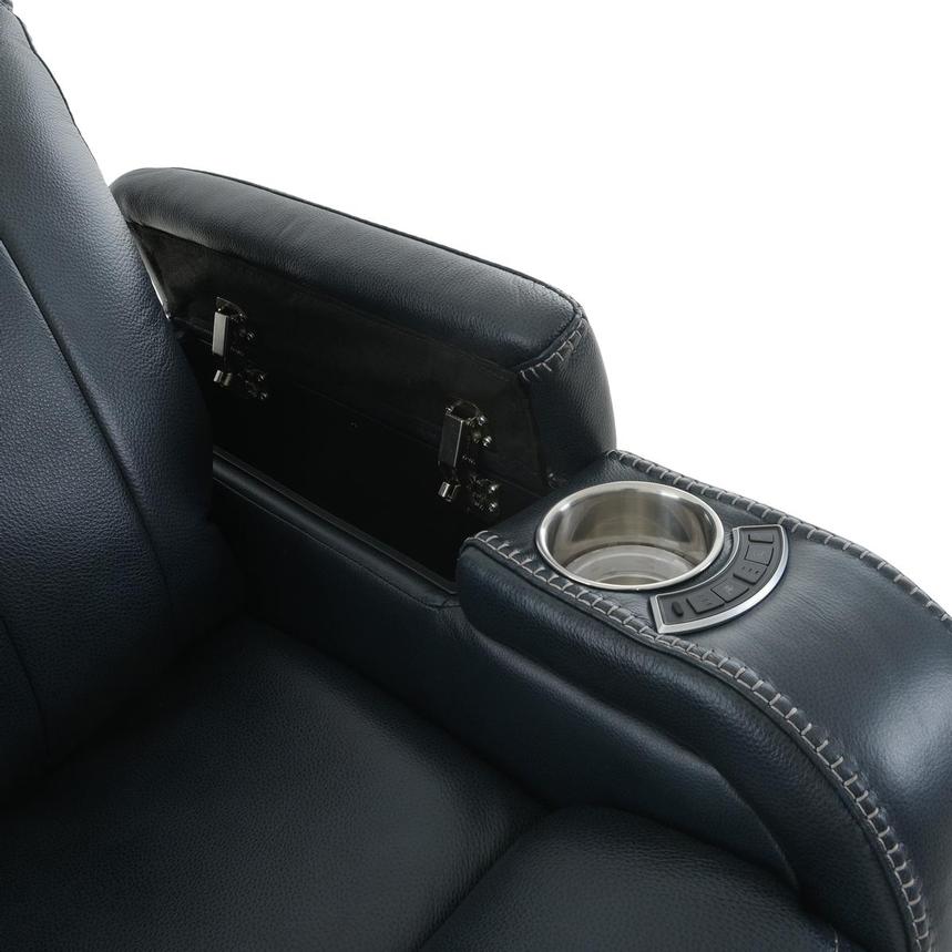 Santiago Blue Leather Power Recliner alternate image, 9 of 12 images.