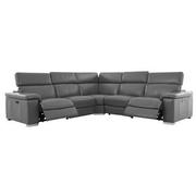 Charlie Gray Leather Power Reclining Sectional with 5PCS/2PWR  alternate image, 3 of 13 images.