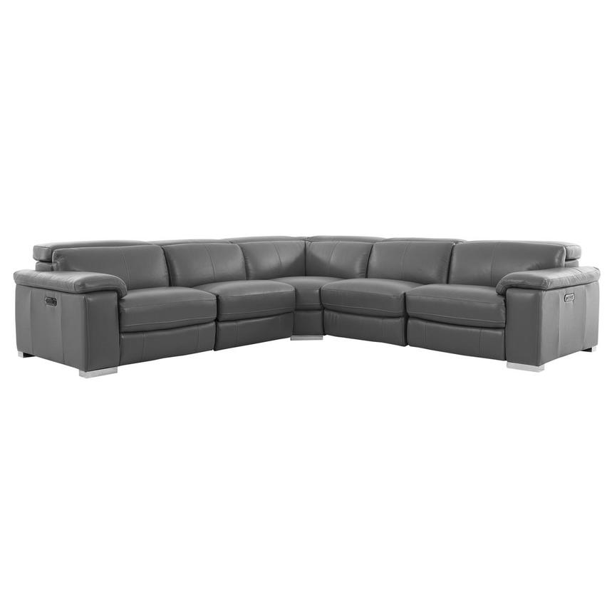 Charlie Gray Leather Power Reclining Sectional with 5PCS/2PWR main image, 1 of 13 images.