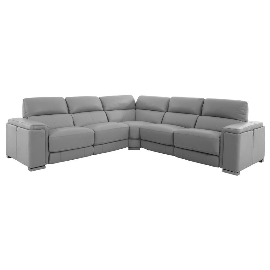 Charlette Silver Leather Power Reclining Sectional  main image, 1 of 11 images.