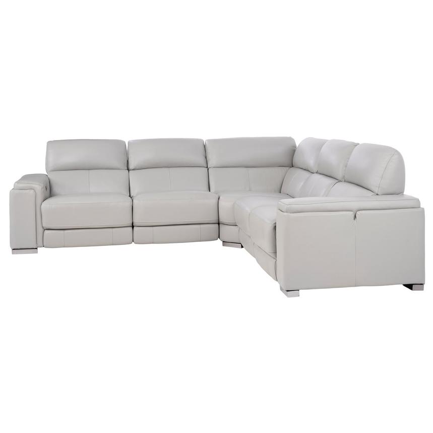 Charlette Silver Leather Power Reclining Sectional  alternate image, 3 of 9 images.