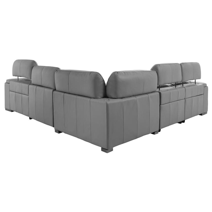 Charlette Silver Leather Power Reclining Sectional  alternate image, 5 of 11 images.