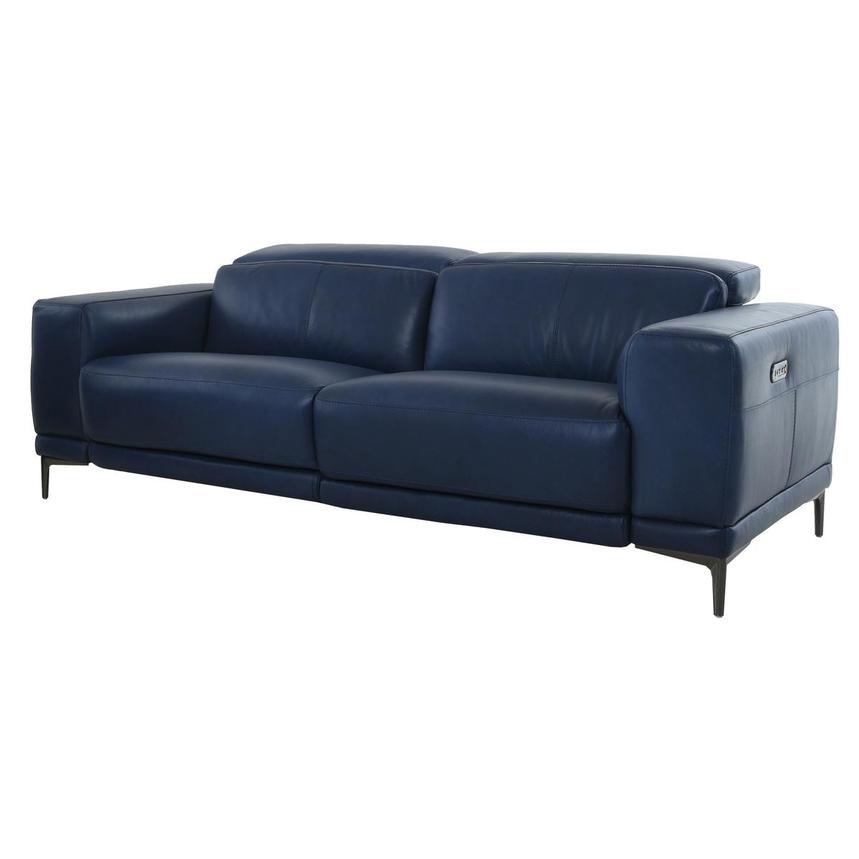 Sid Blue Leather Power Reclining Sofa  main image, 1 of 13 images.