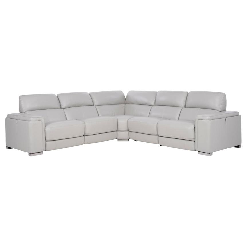 Charlette Silver Leather Power Reclining Sectional main image, 1 of 9 images.