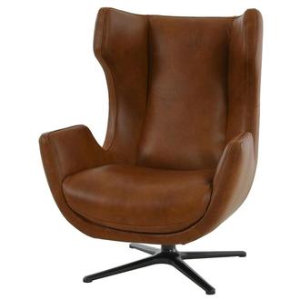 Domenico Brown Leather Accent Chair