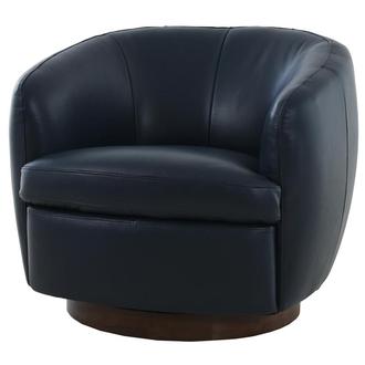 Leyla Blue Leather Accent Chair