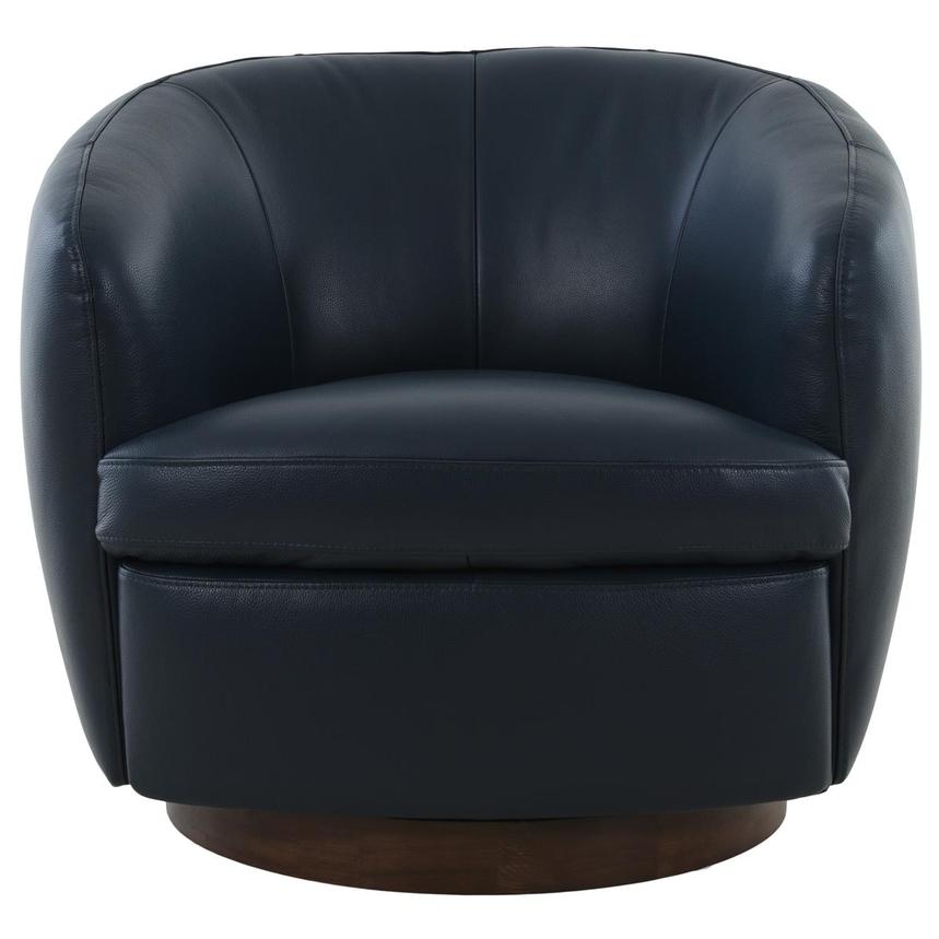 Leyla Blue Leather Accent Chair  alternate image, 2 of 9 images.