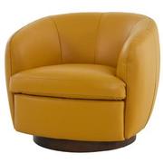 Leyla Yellow Leather Accent Chair  main image, 1 of 9 images.