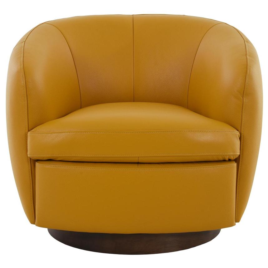 Leyla Yellow Leather Accent Chair  alternate image, 2 of 9 images.