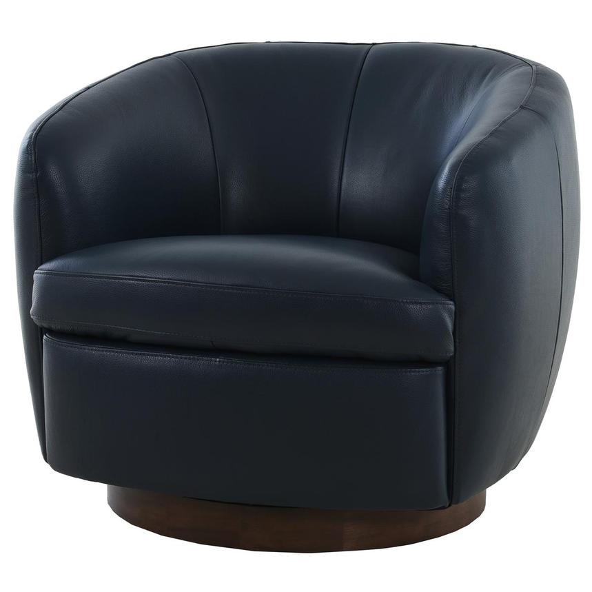 Leyla Blue Leather Accent Chair main image, 1 of 9 images.