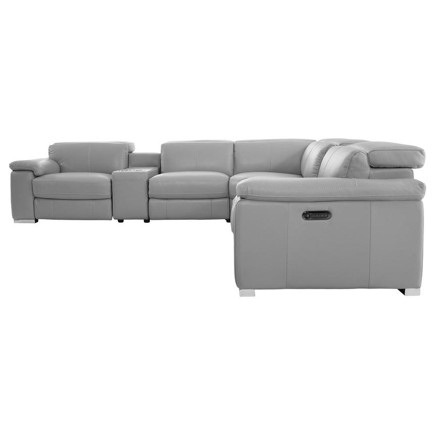 Charlie Light Gray Leather Power Reclining Sectional with 7PCS/3PWR alternate image, 3 of 15 images.