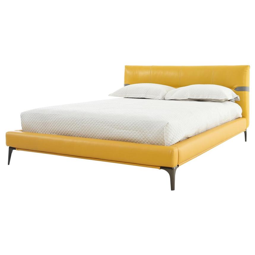 Phoenix Yellow Queen Leather Bed  main image, 1 of 7 images.