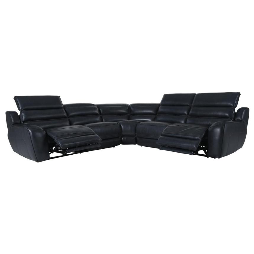 Cosmo II Blueberry Leather Power Reclining Sectional with 5PCS/2PWR  alternate image, 3 of 15 images.