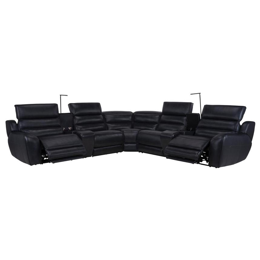 Cosmo II Blueberry Leather Power Reclining Sectional with 7PCS/3PWR alternate image, 3 of 15 images.