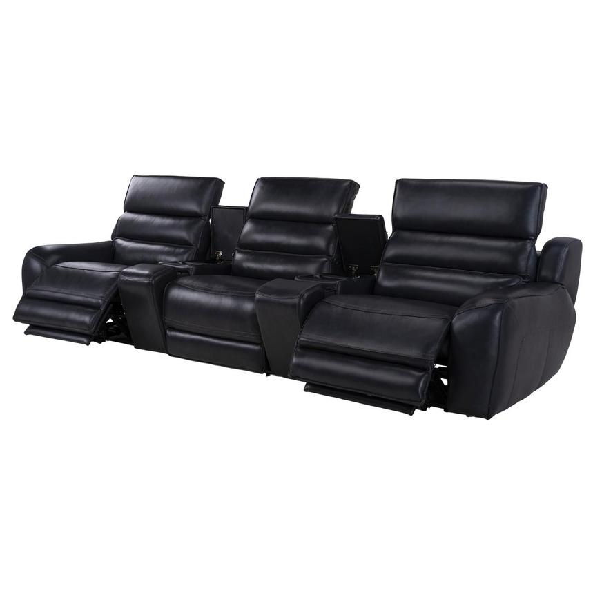 Cosmo II Blueberry Home Theater Leather Seating with 5PCS/2PWR alternate image, 4 of 11 images.