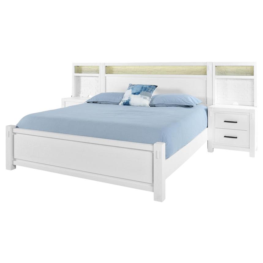 Roca White King Platform Bed w/Nightstands  main image, 1 of 23 images.