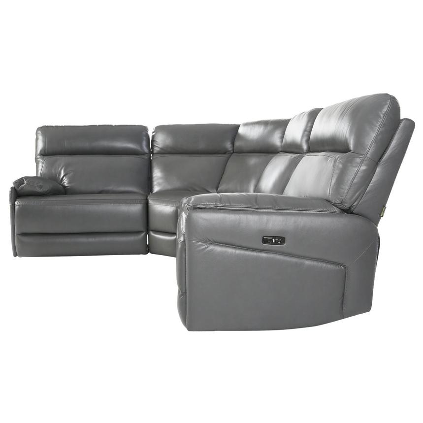Benz Gray Leather Power Reclining Sectional with 4PCS/2PWR alternate image, 3 of 10 images.