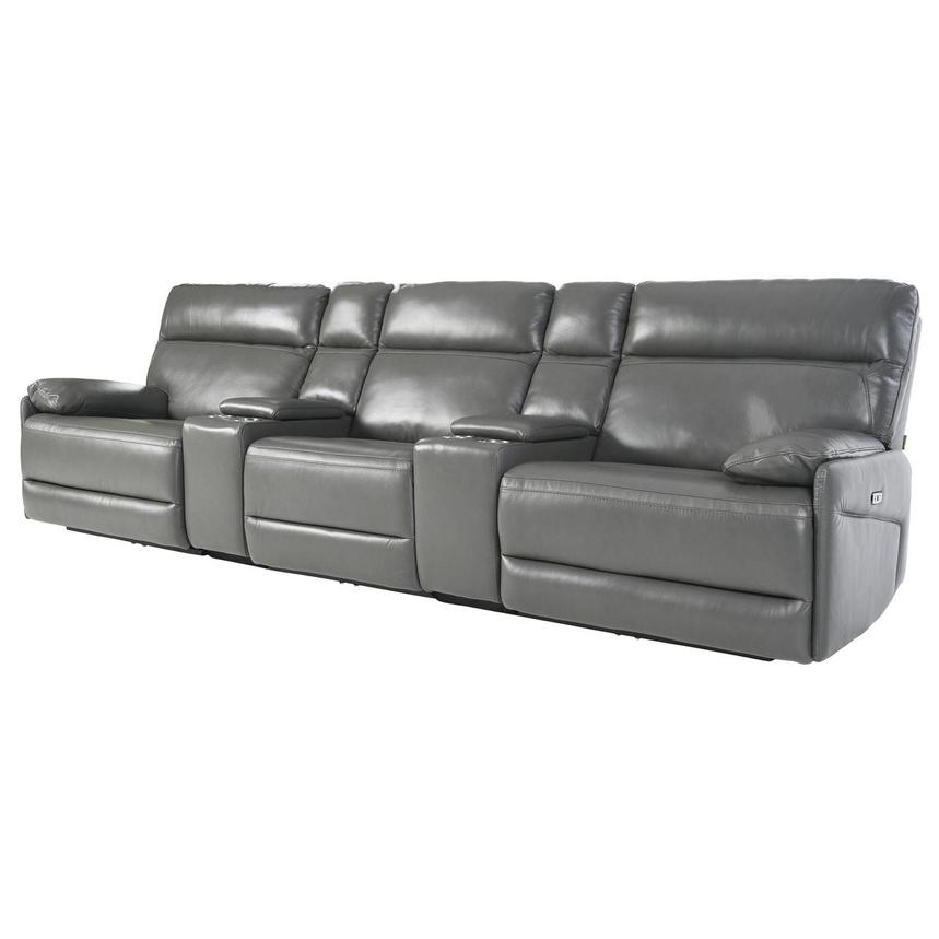 Benz Gray Home Theater Leather Seating with 5PCS/2PWR  alternate image, 2 of 13 images.