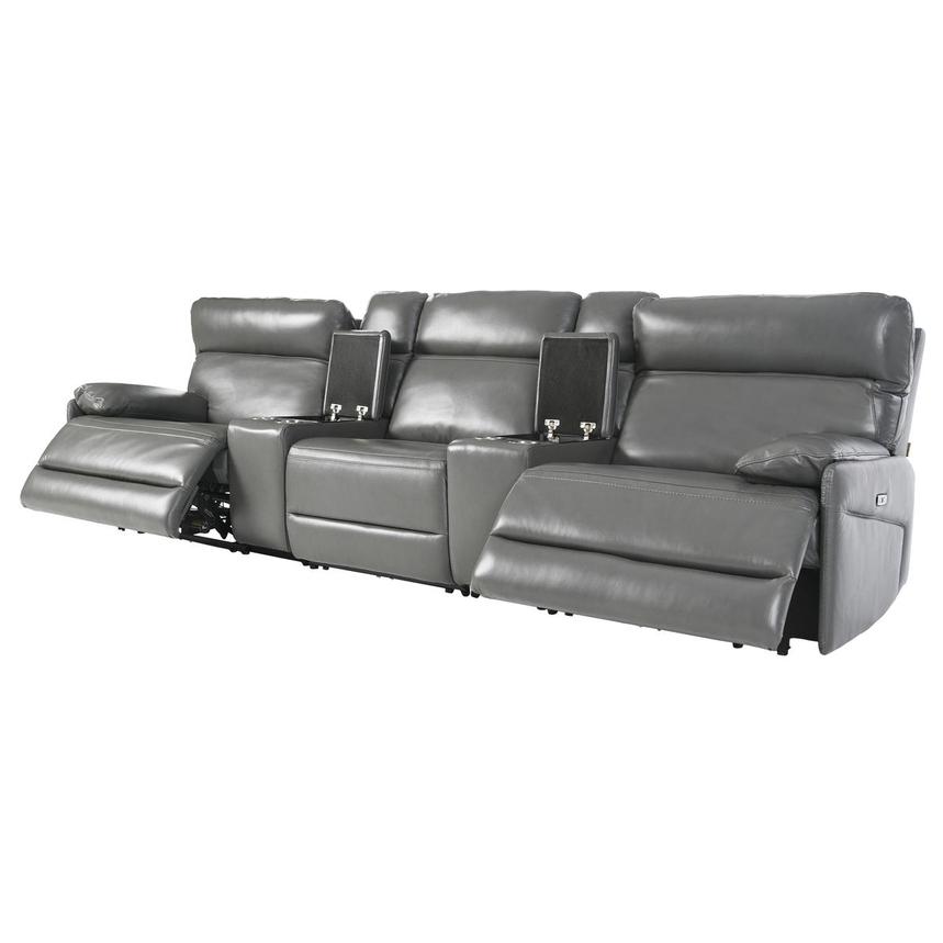 Benz Gray Home Theater Leather Seating with 5PCS/2PWR  alternate image, 3 of 13 images.