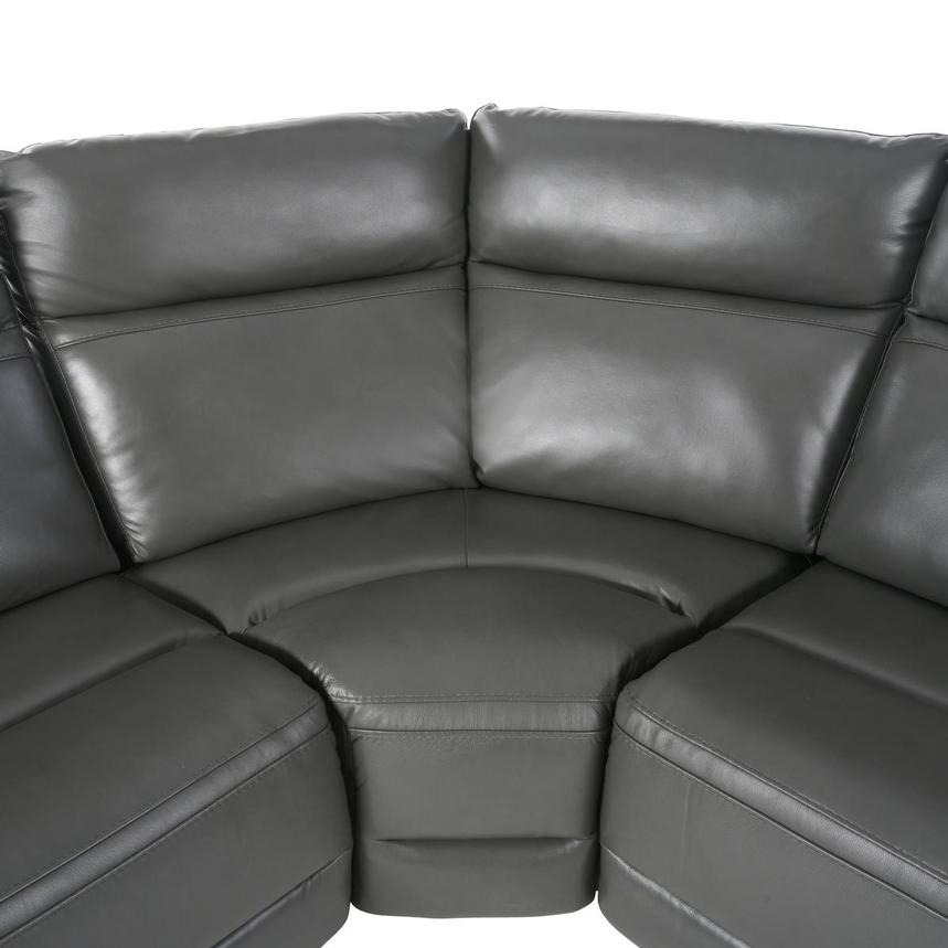 Benz Gray Leather Power Reclining Sectional with 5PCS/3PWR alternate image, 5 of 10 images.
