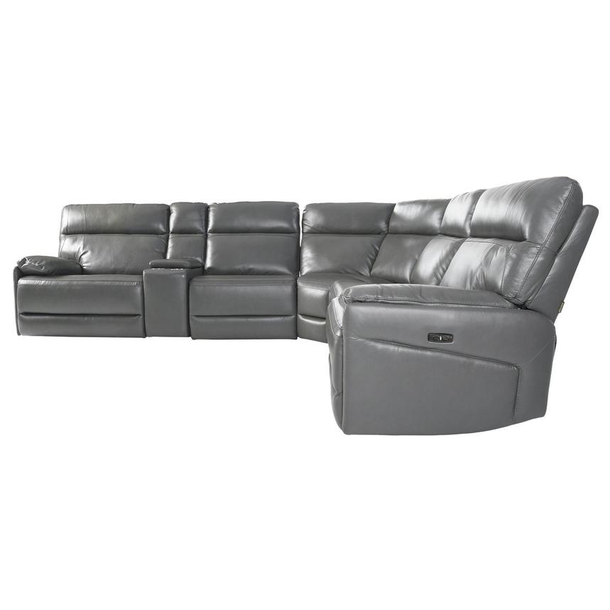 Benz Gray Leather Power Reclining Sectional with 6PCS/2PWR  alternate image, 3 of 13 images.