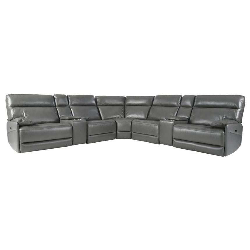 Benz Gray Leather Power Reclining Sectional with 7PCS/3PWR  main image, 1 of 14 images.