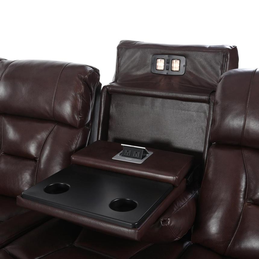 Gio Brown Leather Power Reclining Sectional with 6PCS/3PWR alternate image, 11 of 16 images.