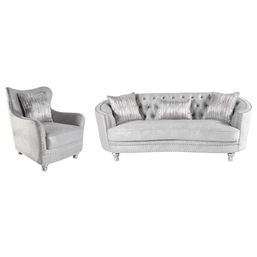 Silvana Silver 2-Piece Living Room Set  main image, 1 of 3 images.
