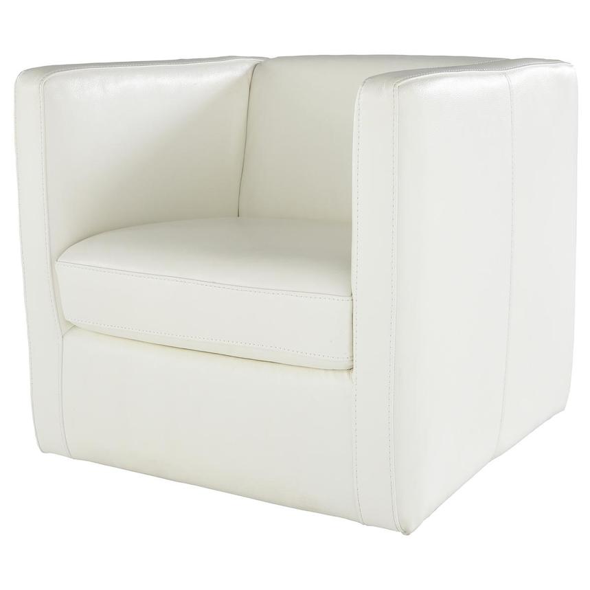 Cute White Leather Accent Chair w/2 Pillows  alternate image, 3 of 8 images.