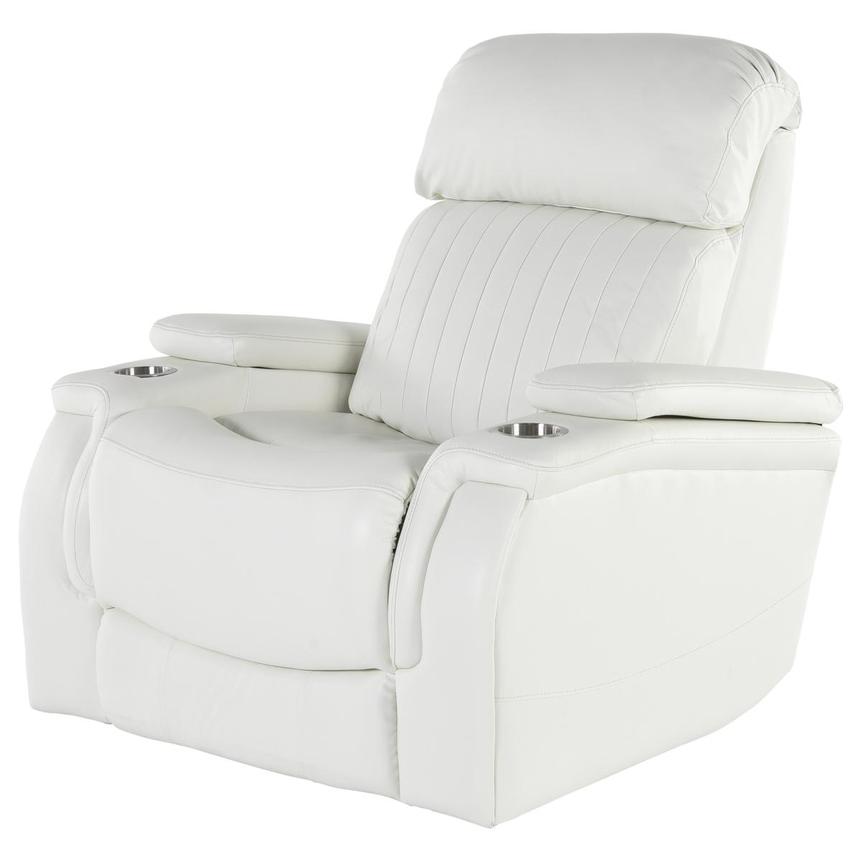 Obsidian II White Leather Power Recliner  main image, 1 of 8 images.